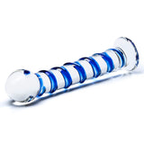 Gläs 7.5" Blue Spiral Glass Dildo