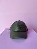 JW ANDERSON LEATHER BASEBALL CAP WITH ANCHOR LOGO OLIVE
