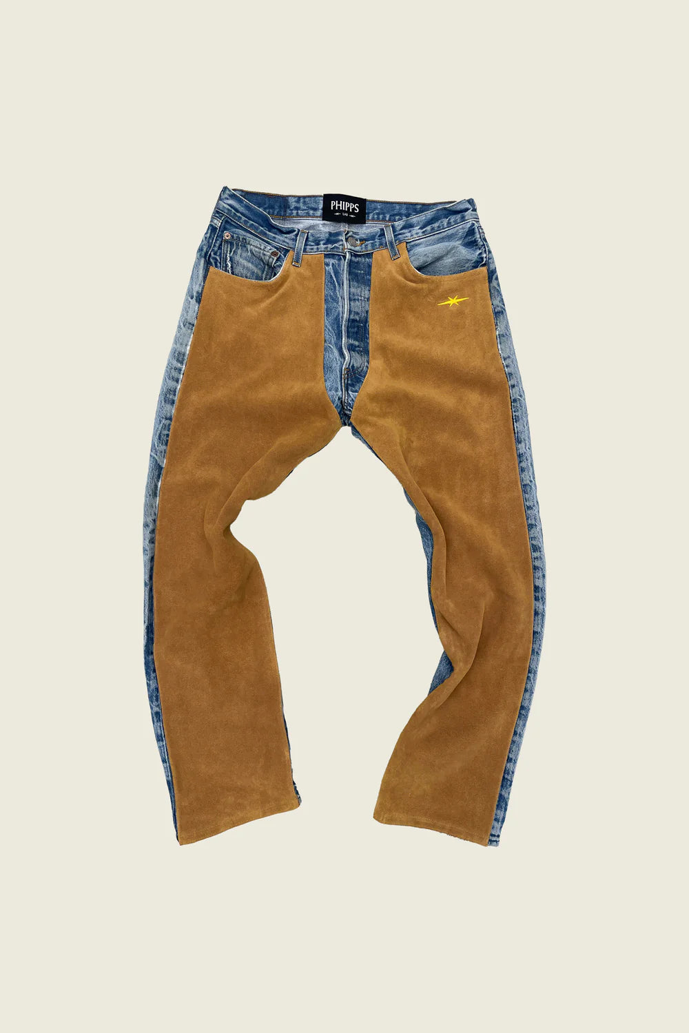 PHIPPS CHAP JEANS TAN SUEDE ON BLUE 0004 -34-