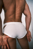 Louis Gabriel Nouchi BRIEF WITH ASYMMETRICAL OPENING IN COTTON WHITE