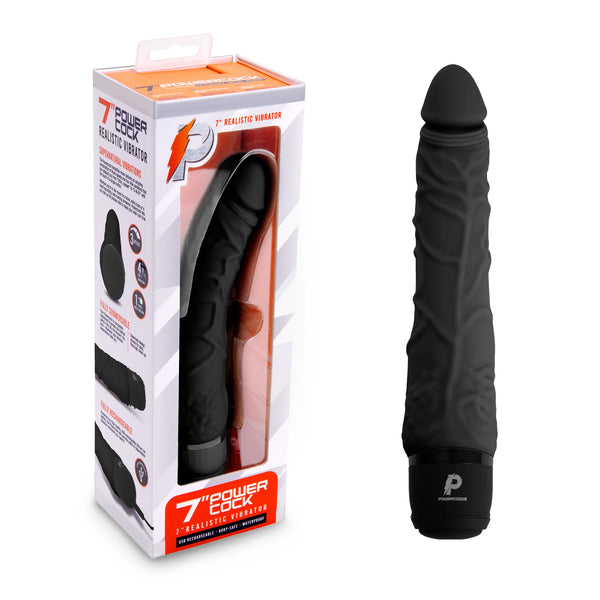 Powercocks 7" Realistic Vibrator Black