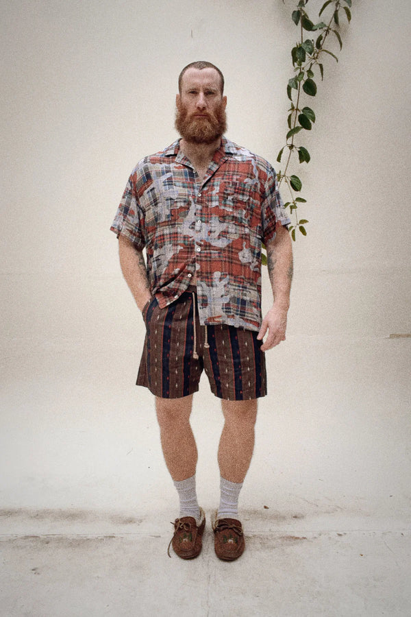 PHIPPS OVERSIZED BOWLING SHIRT PLAID CAMO