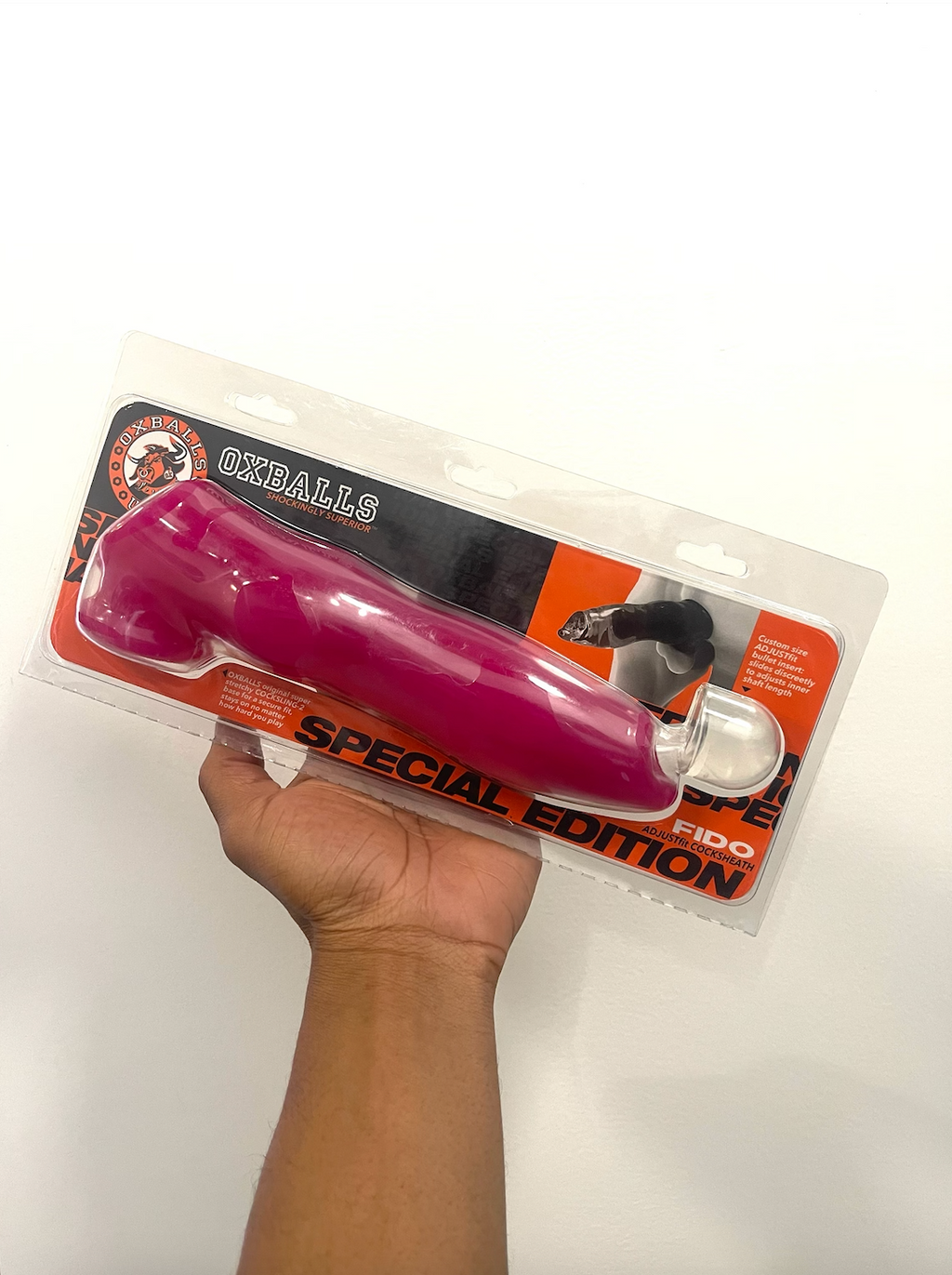 Oxballs Muscle Textured Cock Sheath Penis Extender 9.25in - Fuchsia