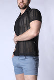 TIMOTEO Sicily Crochet Mesh Shirt -Black