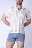 TIMOTEO Sicily Crochet Mesh Shirt - White