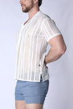 TIMOTEO Sicily Crochet Mesh Shirt - White