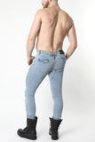 CELLBLOCK 13 SLICK CARPENTER DENIM ZIPPER PANTS - Light Blue