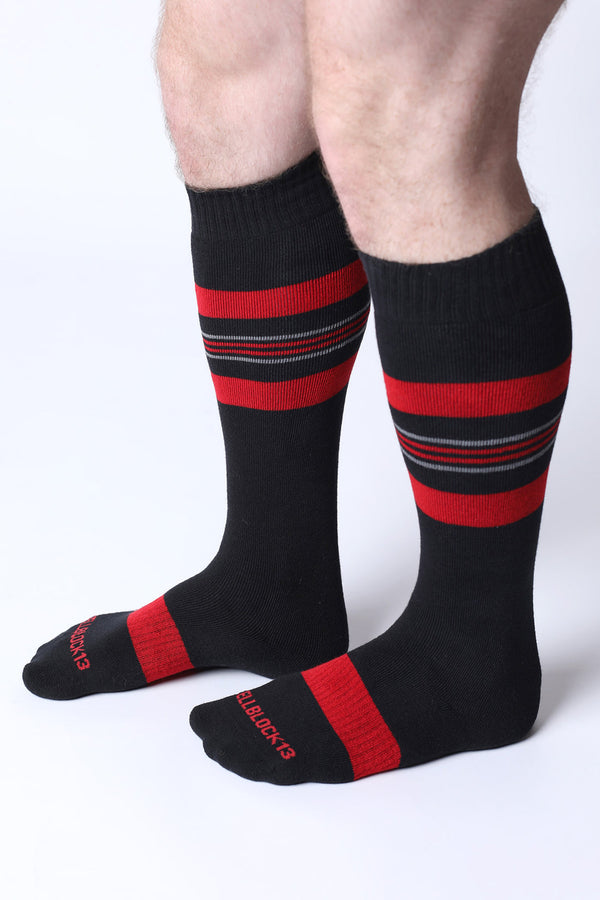 CELLBLOCK 13 Tight End Knee High Shadow Socks - Red