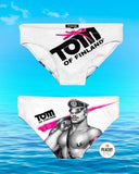 Tom of Finland WHITE LOGO Swim Brief
