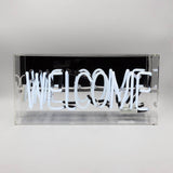 'welcome' Glass Neon Sign - White or pink