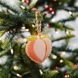 Peach Emoji Needlepoint Ornament
