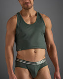 TEAMM8 Racer Mesh Crop Singlet - Hunter Green