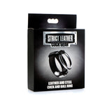 LEATHER AND STEEL COCK AND BALL RING BLACK BY STRICT LEATHER