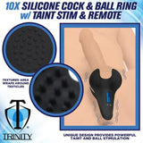 10X SILICONE COCK & BALL RING W/ VIBRATING TAINT STIMULATOR & REMOTE