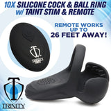 10X SILICONE COCK & BALL RING W/ VIBRATING TAINT STIMULATOR & REMOTE