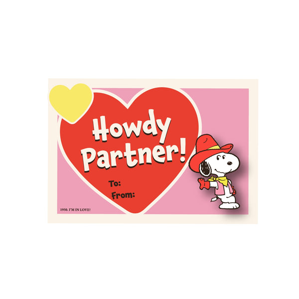Snoopy V Day Howdy Partner Pin Card