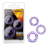 Stay Hard Purple Beaded Penis Rings 3-Sizes