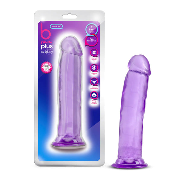B Yours Plus Thrill N’ Drill Realistic Purple 9.5-Inch Long Dildo