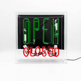 open / Closed Large Glass Neon Sign