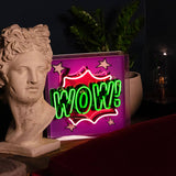 wow Large Glass Neon Box Sign