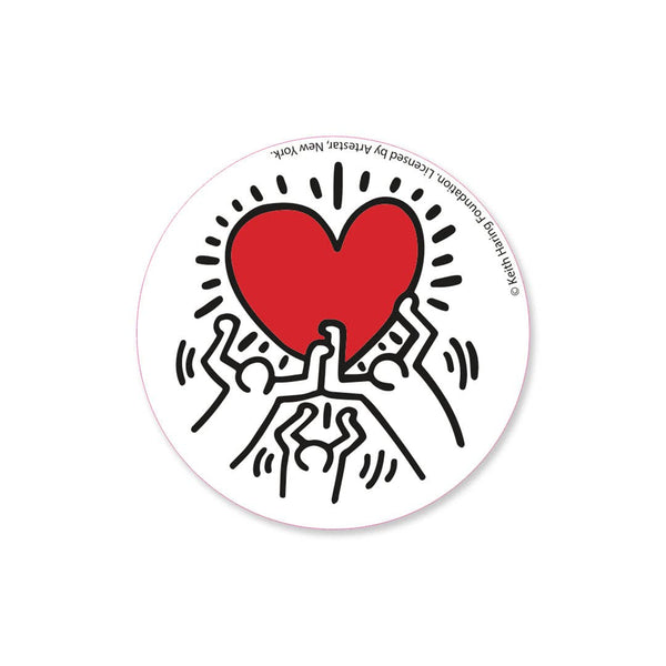 Keith Haring Holding Heart Button