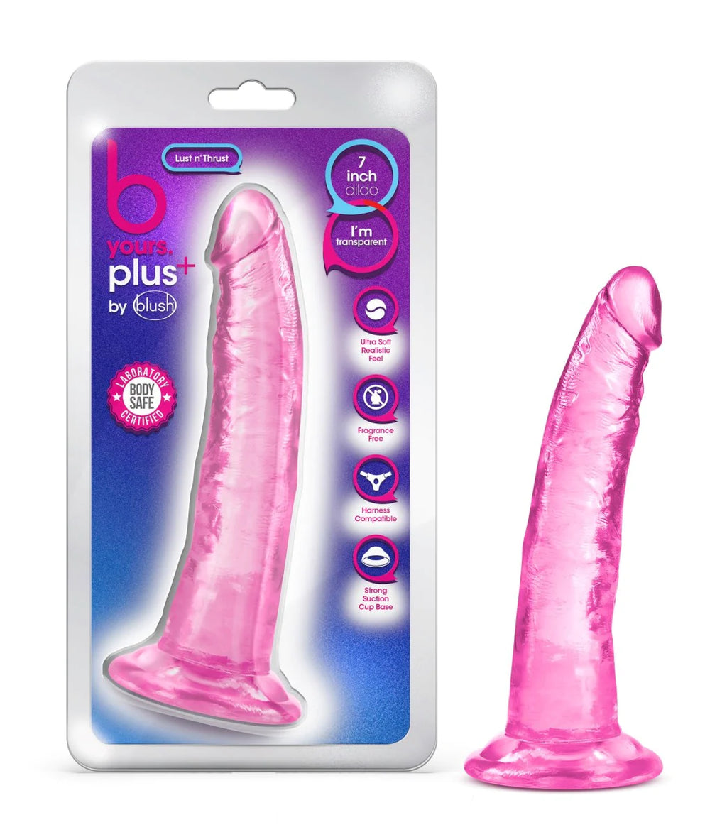 B Yours Plus Lust N’ Thrust Realistic Pink 7.5-Inch Long Dildo