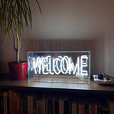 'welcome' Glass Neon Sign - White or pink