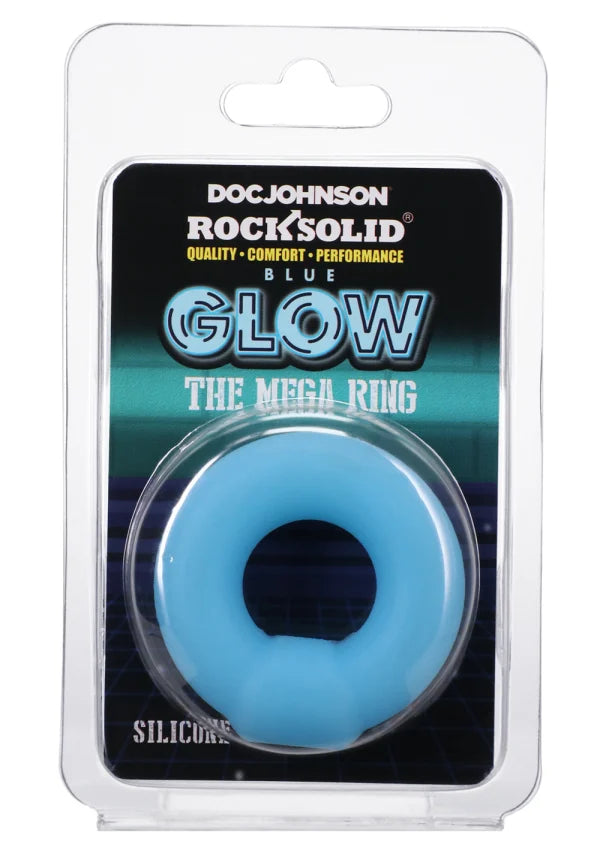 Rock Solid The Mega Ring Glow in the Dark Silicone Cock Ring - Blue