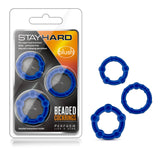 Stay Hard Blue Beaded Penis Rings 3-Sizes