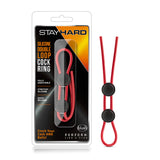 Stay Hard red Silicone Double Loop Penis Ring