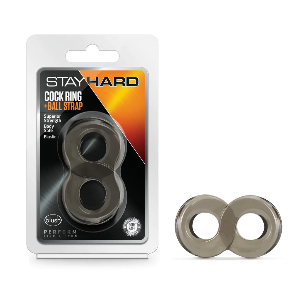 Stay Hard Attached Black Penis Ring & Ball Strap