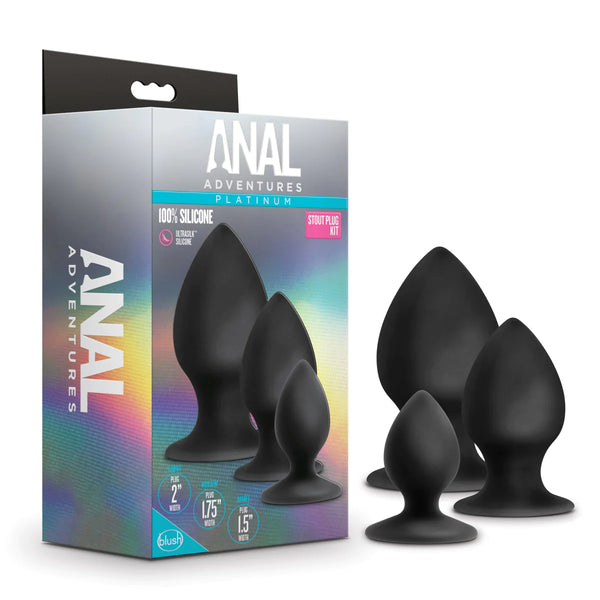 Anal Adventures Platinum Stout Kit Black Anal Plug