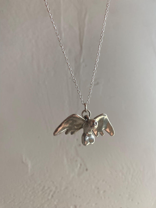 winged Penis Charm Necklace in silver by Gilty Boy