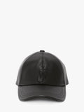 JW ANDERSON LEATHER BASEBALL CAP WITH ANCHOR LOGO BLACK
