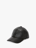 JW ANDERSON LEATHER BASEBALL CAP WITH ANCHOR LOGO BLACK