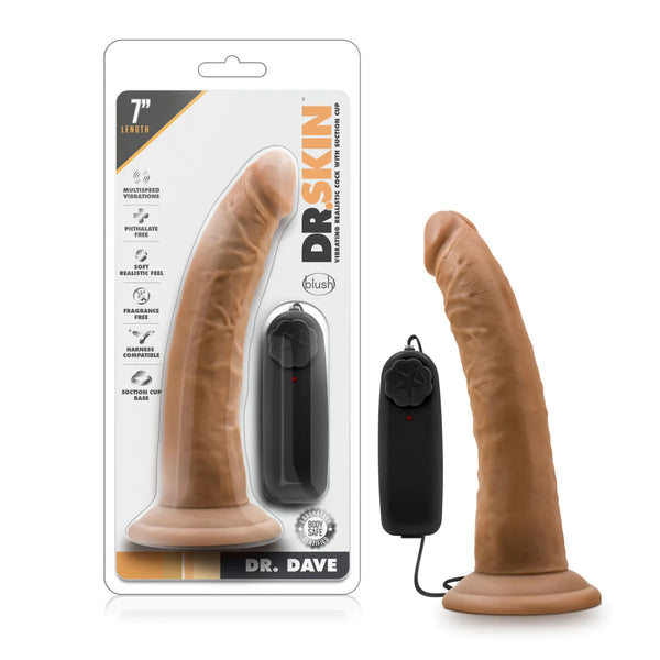 Dr. Skin Dr. Dave Realistic Mocha 7.5-Inch Vibrating Dildo