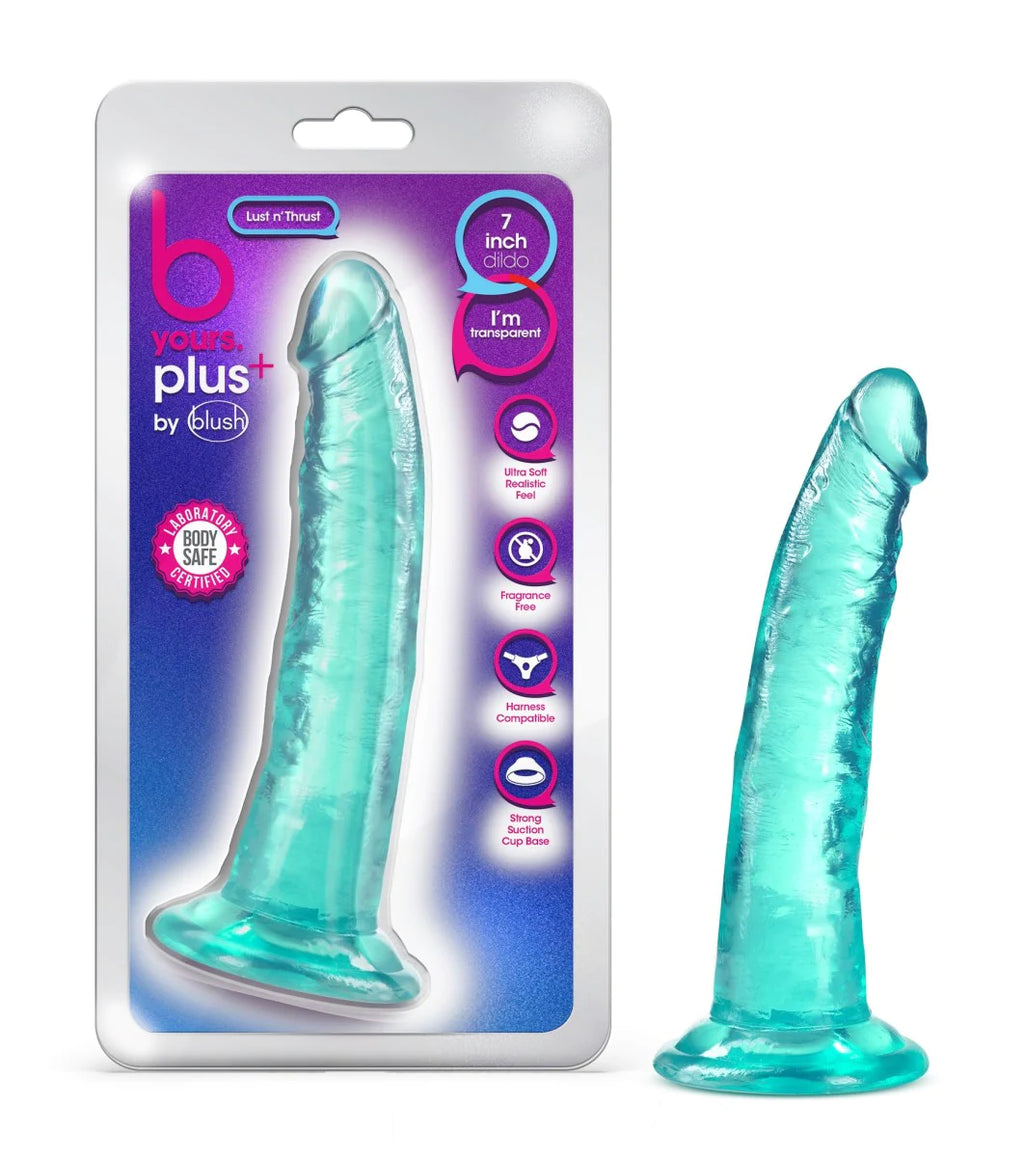 B Yours Plus Lust N’ Thrust Realistic Teal 7.5-Inch Long Dildo