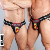 Oxballs Popper Jock 3D Rubber Huffer Jock - Black/Red