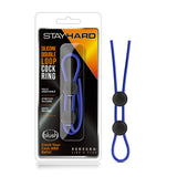Stay Hard Blue Silicone Double Loop Penis Ring