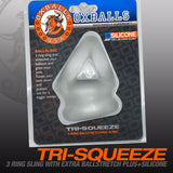 Oxballs Tri Squeeze Silicone Blend 3 Ring Ballstretching Sling - Clear