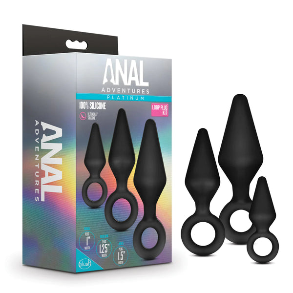 Anal Adventures Platinum Loop Kit Black Anal Plug