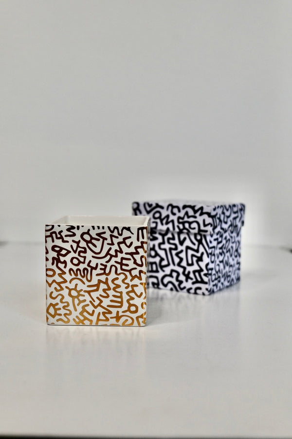 Keith Haring Square Gold Pattern Candle