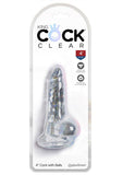 King Cock Clear 4 inch With Balls Dildo