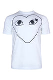 COMME des GARÇONS PLAY BLACK HEART ON WHITE TEE W. PATCH