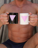 Pink triangle mug in white