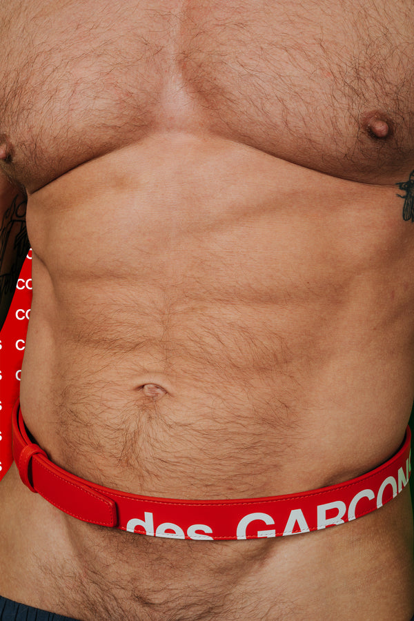 Comme des Garçons Red HUGE LOGO Classic Leather Belt