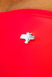 KEITH HARING BAT DOG PIN - WHITE