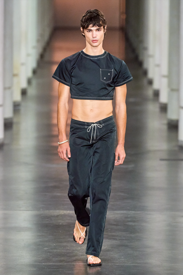 LUDOVIC DE SAINT SERNIN BLACK TAFFETAS CROP TOP