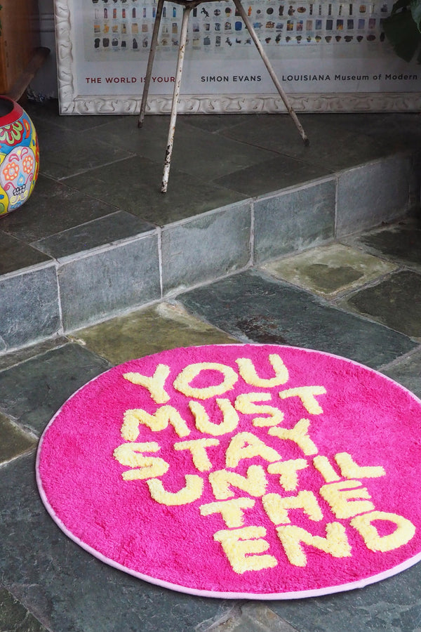 You Must Stay Until The End Shaggy Floor Mat - Third Drawer Down X David Shrigley