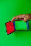COMME DES GARÇONS SUPER FLUO BLUE MEDIUM ZIP WALLET